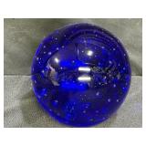 Cobalt Blue Bubble Glass Paper Weight