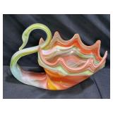 Large Vintage Sooner Slag Art Glass Swan Bowl