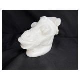 Silly Milk Glass House Head Paperweight
