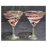 2  Swirl Margarita Glasses