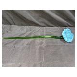 18" Hand Blown Murano Style Blue Flower