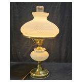 Vintage Milk Glass Electric Hurricane Table Lamp