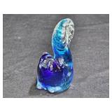 Vtg  Art Glass Blue Squirrel Paperweight