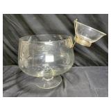 Mid-Century Glass Bowl Snack Dish & Attached Cup