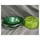 Blenco Green Ashtray &  Indian Glass Dish