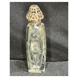 Antique Etched Perfume Silver Screw Top Bottle