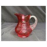 Vtg Cranberry Inverted Hobnail Mini Pitcher