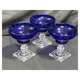 3 Seneca 903 Blue Square Stem Cocktail Glass