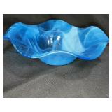 VTG MCM Murano Blue Swiel / Basket Weave Bowl