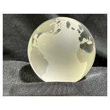 World Globe Earth Paper Weight Crystal Glass