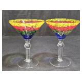 2 Large Confetti Margarita Glasses
