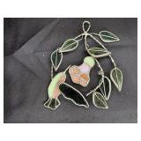 Hummingbird on flower Stained Glass Window Hanger
