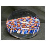 Tozai Millefiori  Art Glass Paper Weight 3"