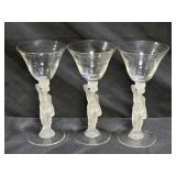 3 Bacchus by France Frosted Stem Coctail Glasses