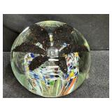 Hand blown Glass Floral Design Paperweight