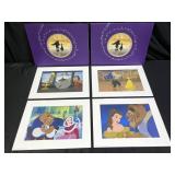 2 Sets of 4 Beauty & the Beast Lithographs