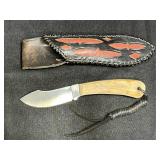Custom Handmade Bone Handle Knife & Sheath