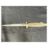 Vintage Italian Stag Falcon Damascus Stiletto