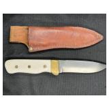 Handmade White Smooth Bone Handle Fixed Blade