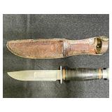 Vintage Kinfolks USA Fixed Blade Knife w/ Leather