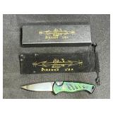 Green Piranha Fingerling Mirror Plain Knife