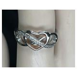 Sterling Silver & CZ Ladies Heart Ring