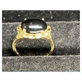 Gold Plated Sterling Silver Black Stone Ring