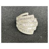 Sterling Silver & Simulated Diamond Cocktail Ring