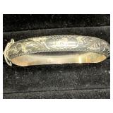 Vintage Sterling Silver Hinged Bangle Bracelet