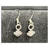 Sterling Silver Harley Davidson Earrings