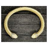 Gold Toned Twisted Cuff Bangle Bracelet