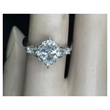 Sterling & Oval Cut CX Ring With Accent Stones