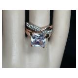 Rose Gold on Sterling 1 Ct. Solitaire Band Set