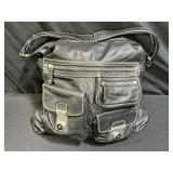 Kate Landry Black Leather Hobo Multi Pocket Bag