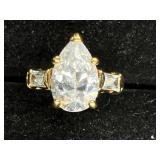 Gold Plated Sterling silver Pear Cut Ring