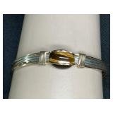 Goldtone & Silvertone Wire & Tigers Eye Bracelet