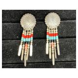 Native American Style Sterling Pierced Earrings