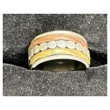Sterling Spinner Ring with Copper and Brass Accent