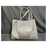 Valentina Fiore Italian Gray Leather & Suade Tote
