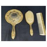 Vintage Ornate Gold tone 3 Pc. Vanity Set