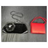 Red Satin Clutch & Black Velvet Clutch