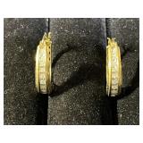 Gold over Sterling Silver Oval Rhinestone Earrings