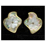 Vintage Signed Alia Mexico MOP Abalone Earrings