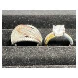 10k plated Sterling Silver Solitaire & Twist Band