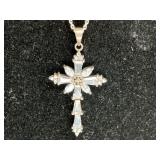 18" Sterling Chain & Rhinestone Cross