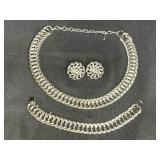 Vintage Coro Silver Necklace, Bracelet & Earrings