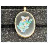 14k Australian Black Opal Koala Design Pendant