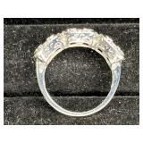 Sterling Silver Princess Cut Cluster Halo Ring