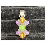 Running Bear RB Sterling Multi Stone Pendant