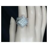 Sterling & Simulated Diamond Cluster Ring
